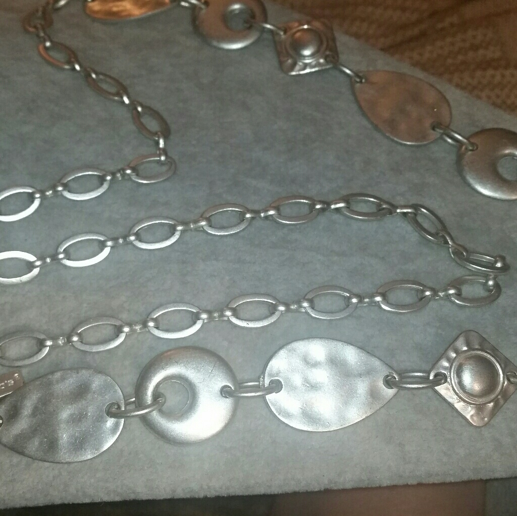 Chicos Silver Chain Belt Or Station Necklace